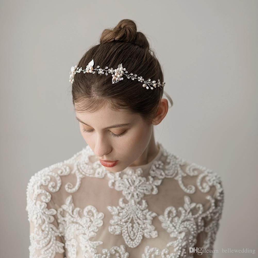 2018 Wedding Headbands With Fresh Water Pearls Rhinestones Women
