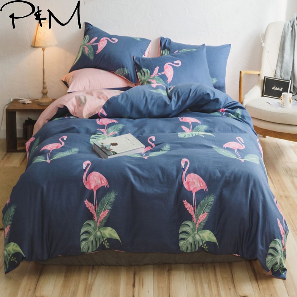 Papa Mima Pink Flamingo Bedding Sets Combing Cotton Twin Double Papa Mima Pink Flamingo Bedding Sets Combing Cotton Twin Double Queen Size Duvet Cover Set Bed Sheet Pillowcase Bedclothes Matelasse White And
