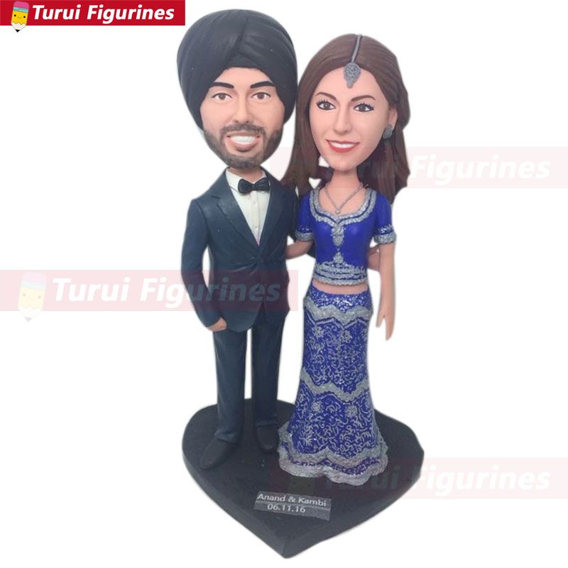 Custom Indian Outfit Personalized Wedding Cake Topper Bobble Head