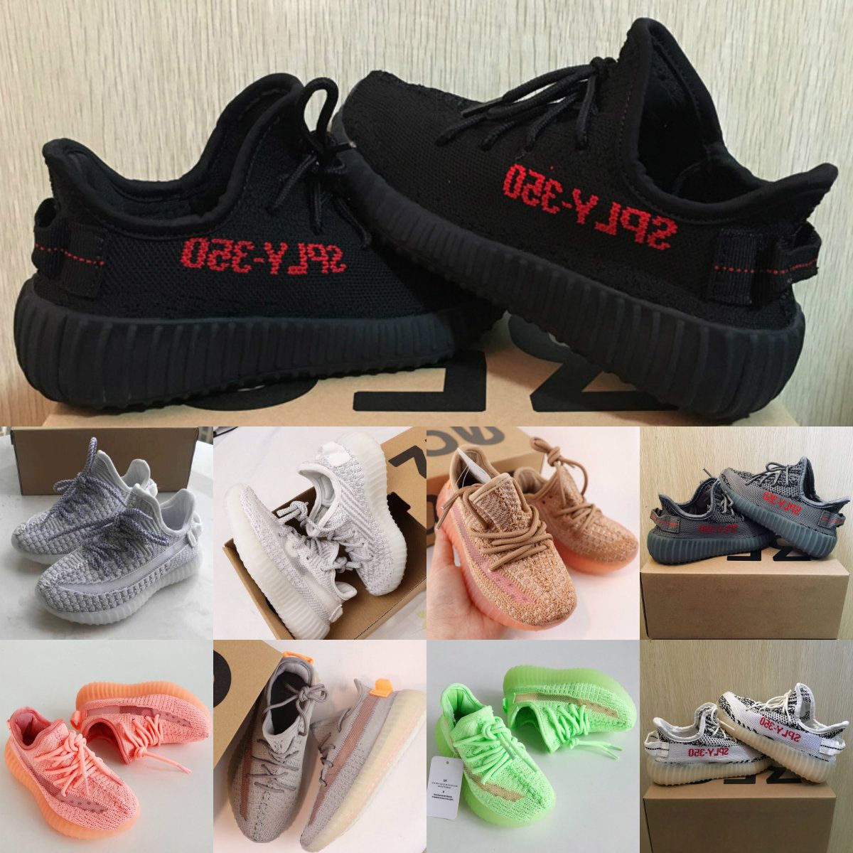 Kids Shoes Clay Static V2 Running Shoes Reflective Boy Girl Kanye West ...