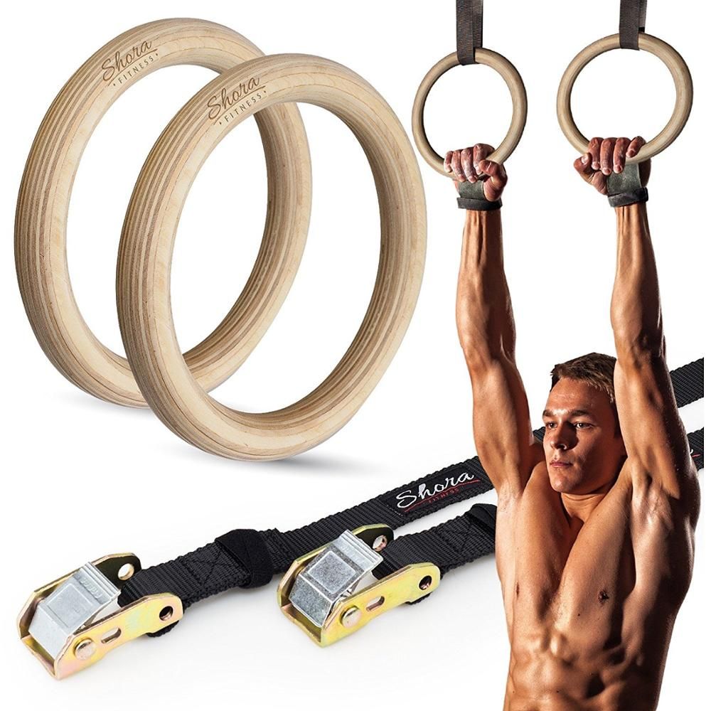 2021 Wooden Gymnastic Rings 28/32mm Birch Wood Portable Reusable