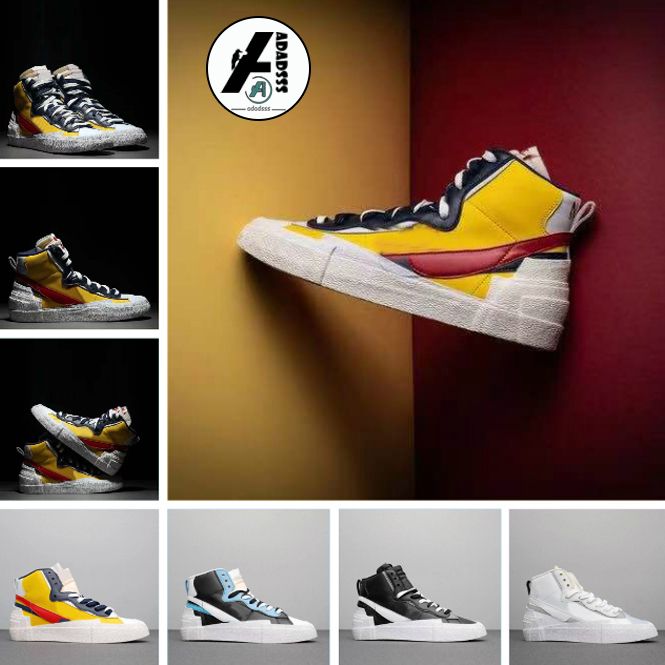 nike blazer high sacai white black legend blue