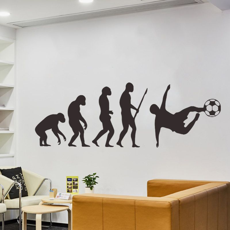 Human Evolution Art Wall Stickers Living Room Porch Corridor Home Human Evolution Art Wall Stickers Living Room Porch Corridor Home Decoration Men S Football Silhouette Decals Black Sticker