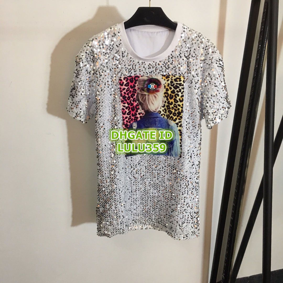 Summer Women Sequins Letter Apparel Women S Printed T Shirt Tops - summer women sequins letter apparel women s printed t shirt tops shirt high quality fashion customize t shirt tee clothing 01