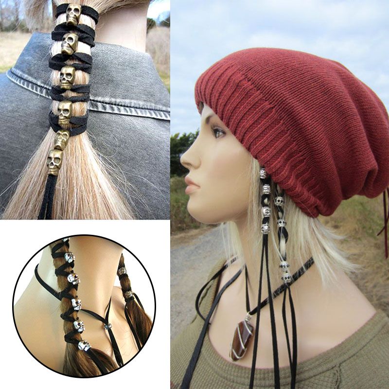 Hair Rope Vintage Punk Metal Skull Hairband Ornaments Women