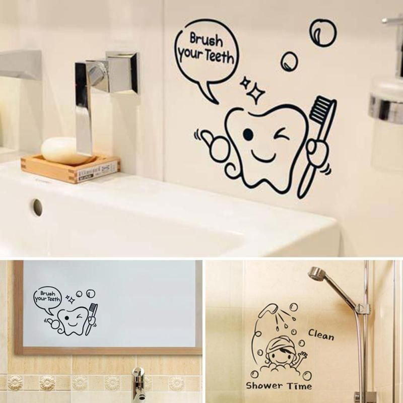 Bathroom Wall Sticker Diy Glass Door Waterproof Decals Funny Cute Children Shower Removable Toilet Stickers