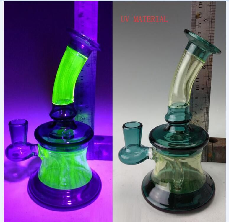 2019 2019 Uv Material Bent Neck Bongs With Bowl Luminous Fluorescent