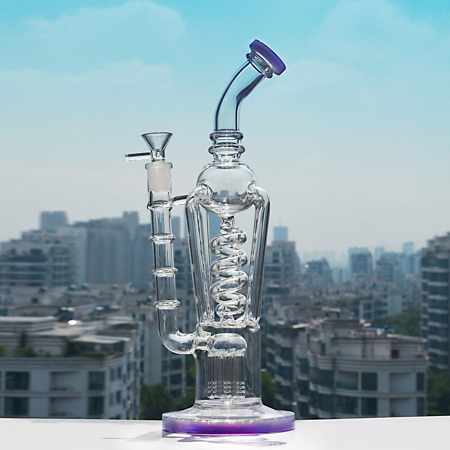 2019 12.6 Inchs Big Beaker Bong Thick Glass Bongs Water Pipes Purple