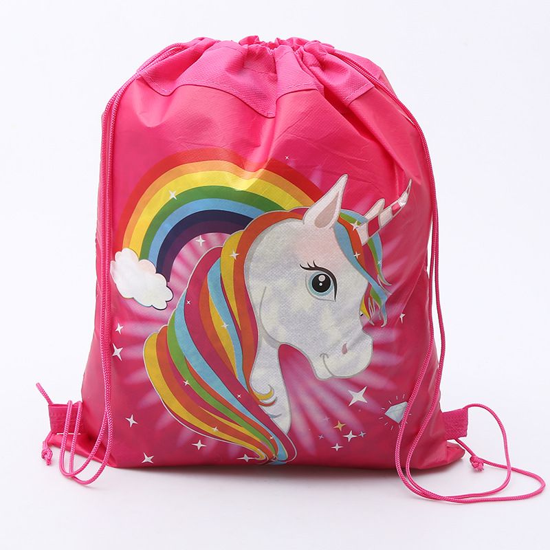 Unicorn Drawstring Bags for Girls Travel Storage Package Cartoon School Backpack