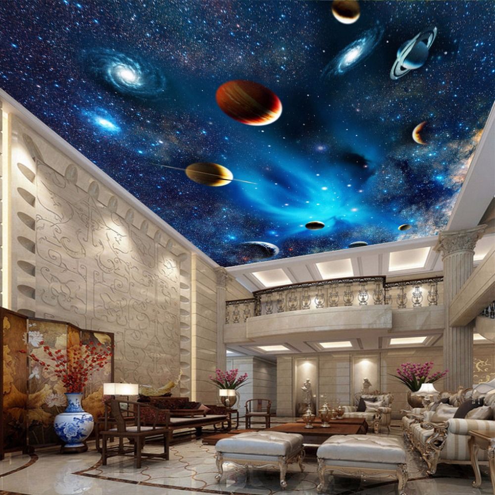 3d Galaxy Space Universe Mural Wallpaper Living Room Ceiling