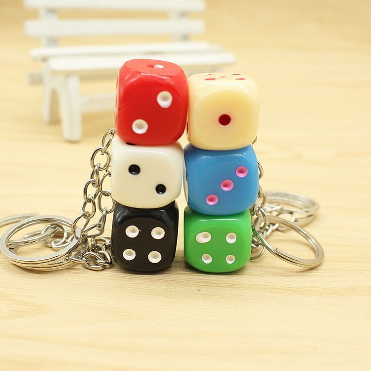 2021 Cute Colorful Dice Key Chains Rings Resin Keychain Keyfob For Men