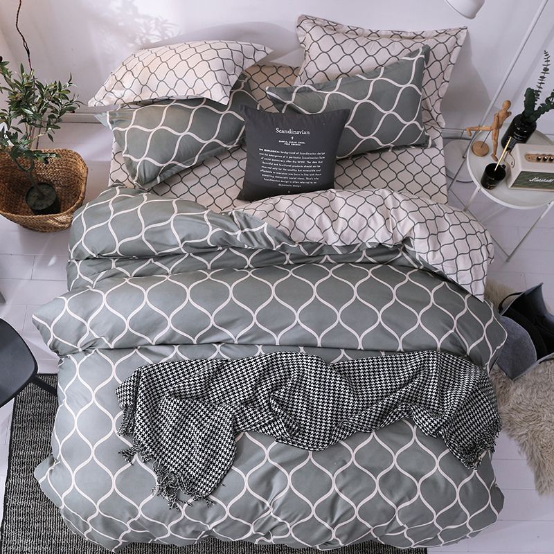 Gift Simple Nordic Geometric Waves Pattern Children Bedding See Larger Image