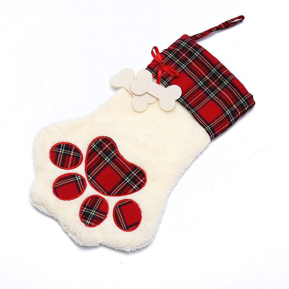dog paw plaid christmas stock gift bags personalised christmas