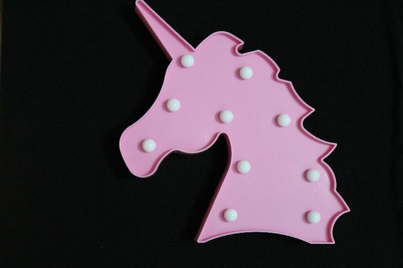 3d Unicorn Head Lamp Led Night Light Animal Marquee Lamps On Wall For Children Bedroom Party Wedding Decor Kids Gifts Bedside