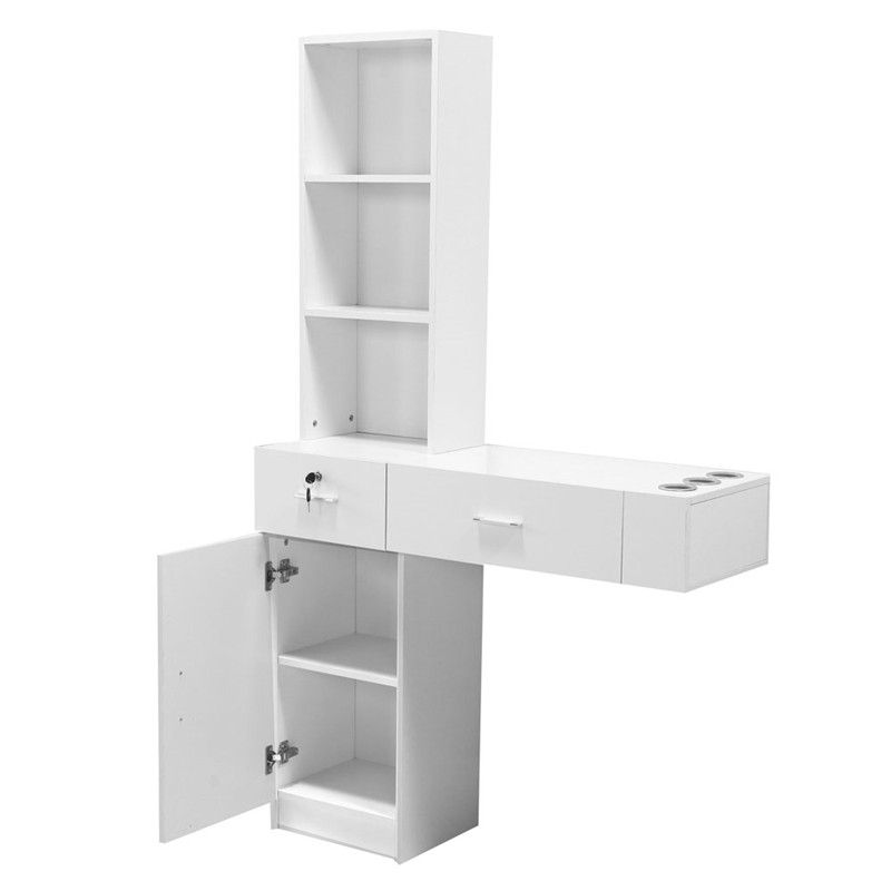 Wall Mount Beauty Salon Spa Hair Cares Styling Tools Mirrors Station Desk 3 Layer Cabinet Equipment