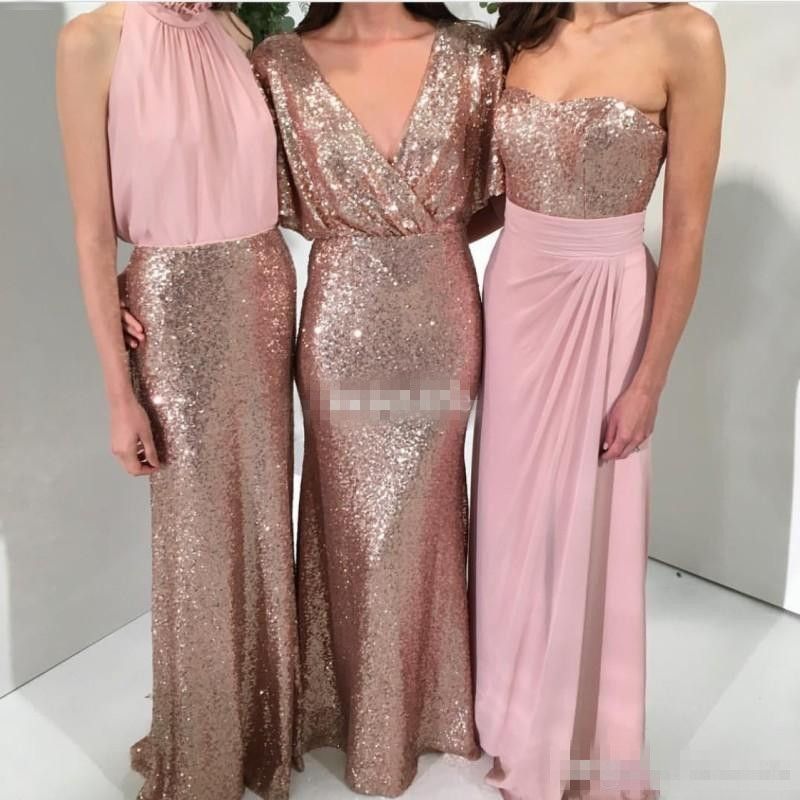 rose gold and pink bridesmaid dresses
