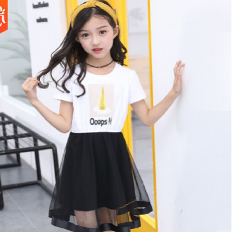 Girls Dress Clothing Set 2019 New Summer And Spring Kids Clothes Sets Children Suits White T Shirt Black Dress Size110 160 Ly159