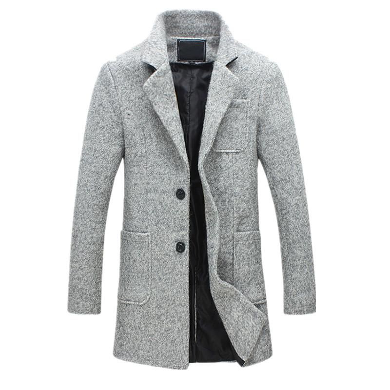 2020 New Fashion Long Trench Coat Men 40 %Wool Thick Winter Mens ...