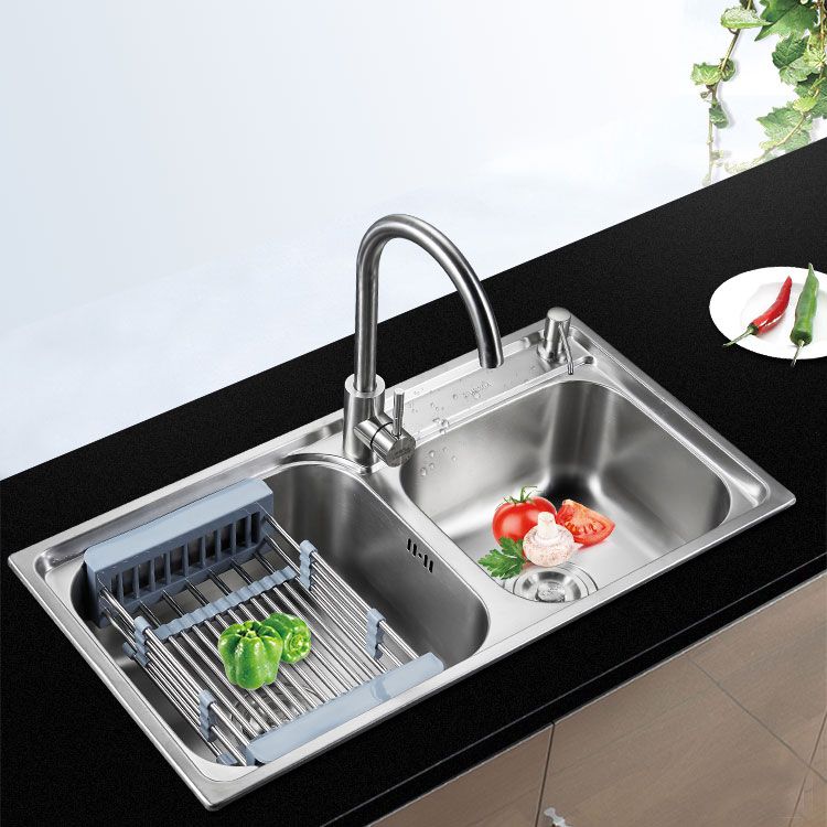 Classic Multiple Sizes Stainless Steel Double Bowl Top Mount Kitchen Sink