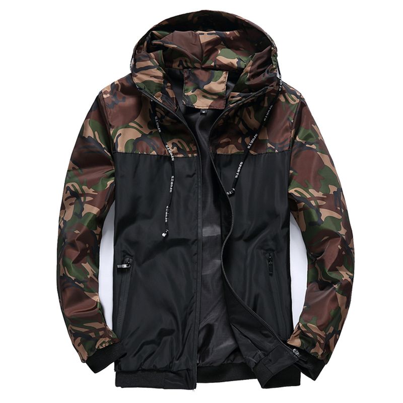 Fashion Men Camouflage Jacket Bomber Tactical Windbreaker Hooded Jacket