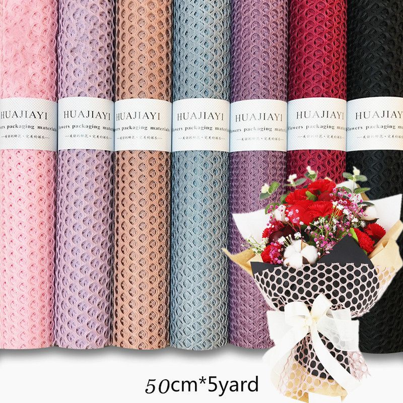 Flower Floral Wrapping Paper 50cm*5Yards Circle Net Unique Bouquet Wrap