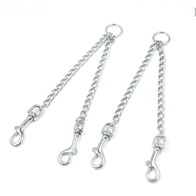 2020 Metal Chain Heavy Duty Double Clip Pet Dog Lead Chain 2 Dogs Leash