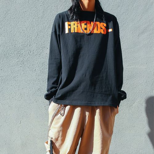 Friends Long Sleeve T Shirt Letter Print Hip Hop T Shirt Men A$AP Rocky Streetwear Couples 