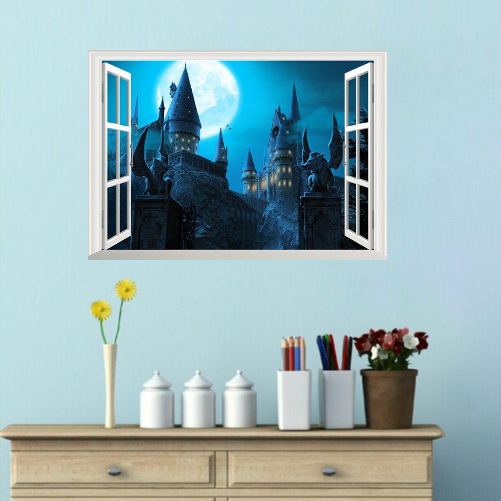 Cartoon Harry Potter Wall Decals Pvc Magic Academy Castle Sticker Murals For Kids Room And Nursery Decor Removable