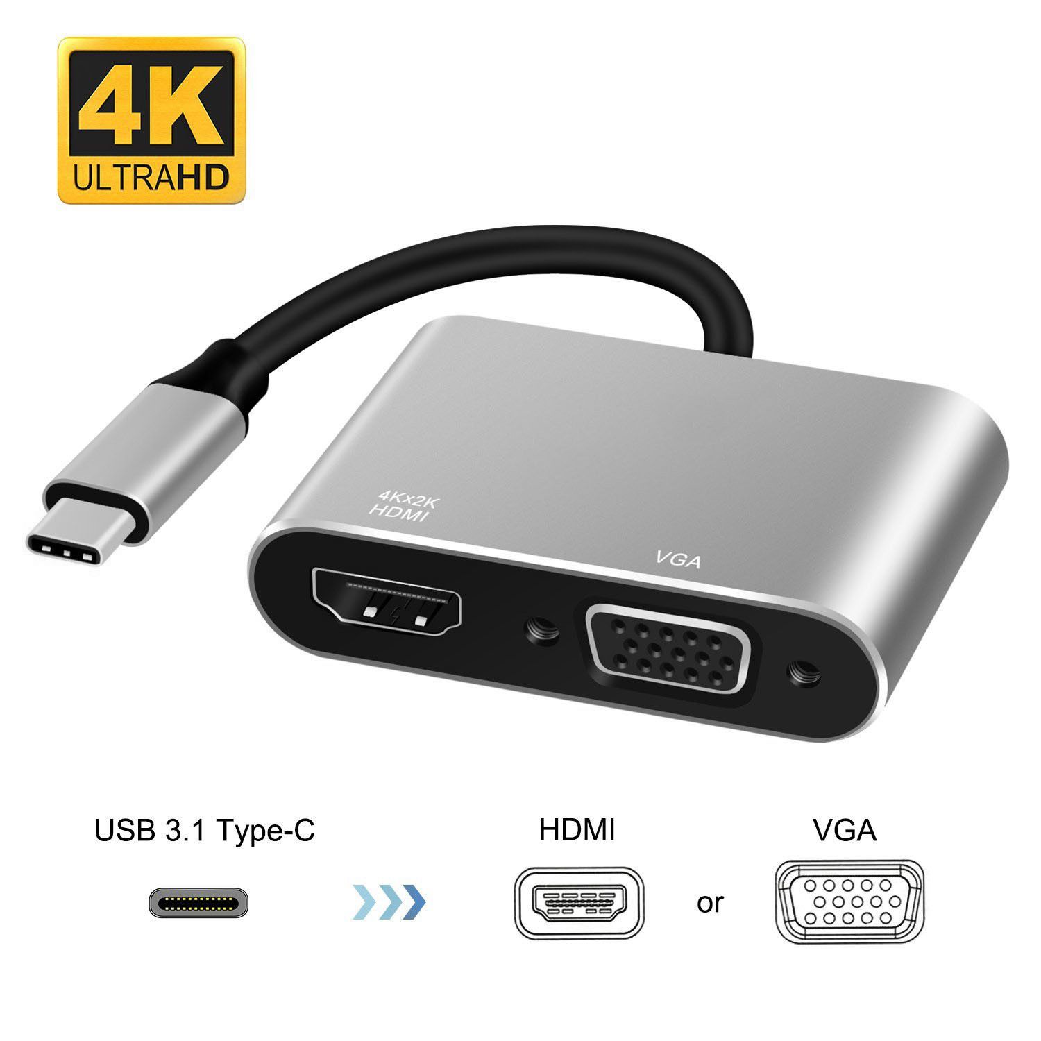 New Type C USB 3.1 to 4K HDMI USB-C USB 3.0 Adapter 3in1 Hub For Mac Samsung US