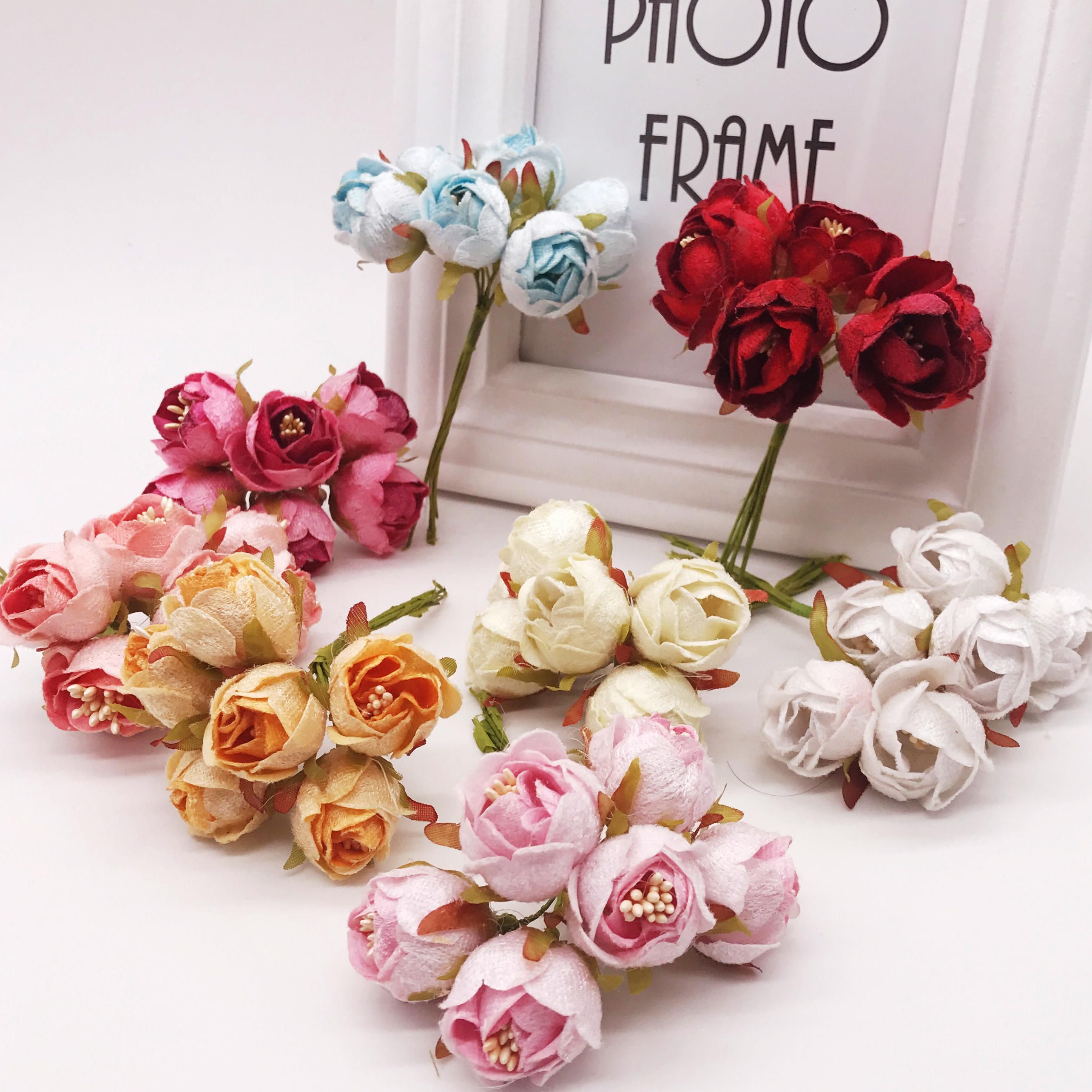 2021 Mini Silk Artificial Rose Flowers Bouquet Wedding Decoration Paper