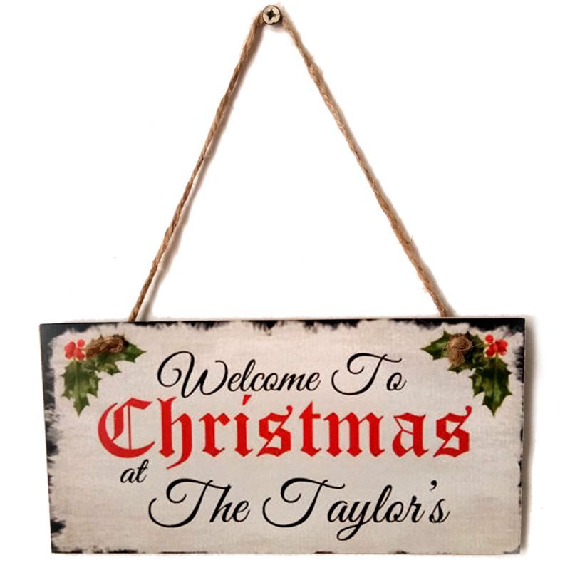 Door Hanging Sign, Merry Christmas Wooden Plaque Board Door Wall Hanging Wood Sign Home