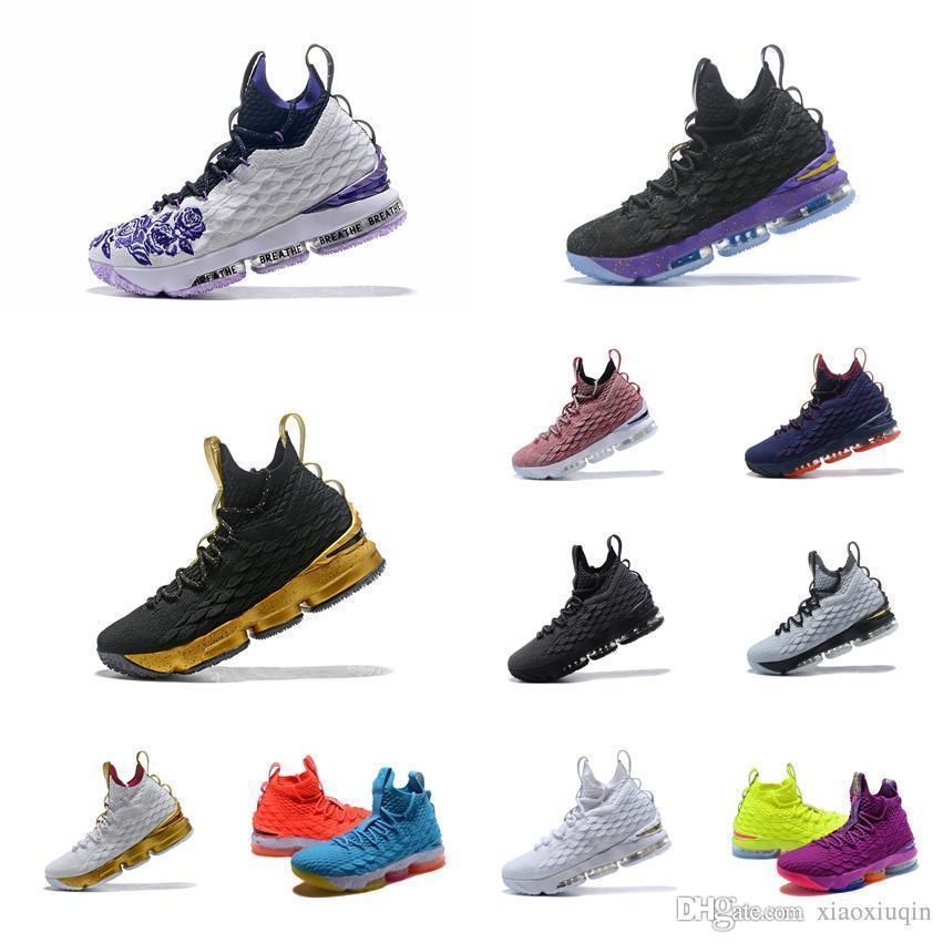 2020 Cheap Lebron 15 Mens Basketball Shoes For Sale Floral Purple Fire Ice Blue Orange Youth ...
