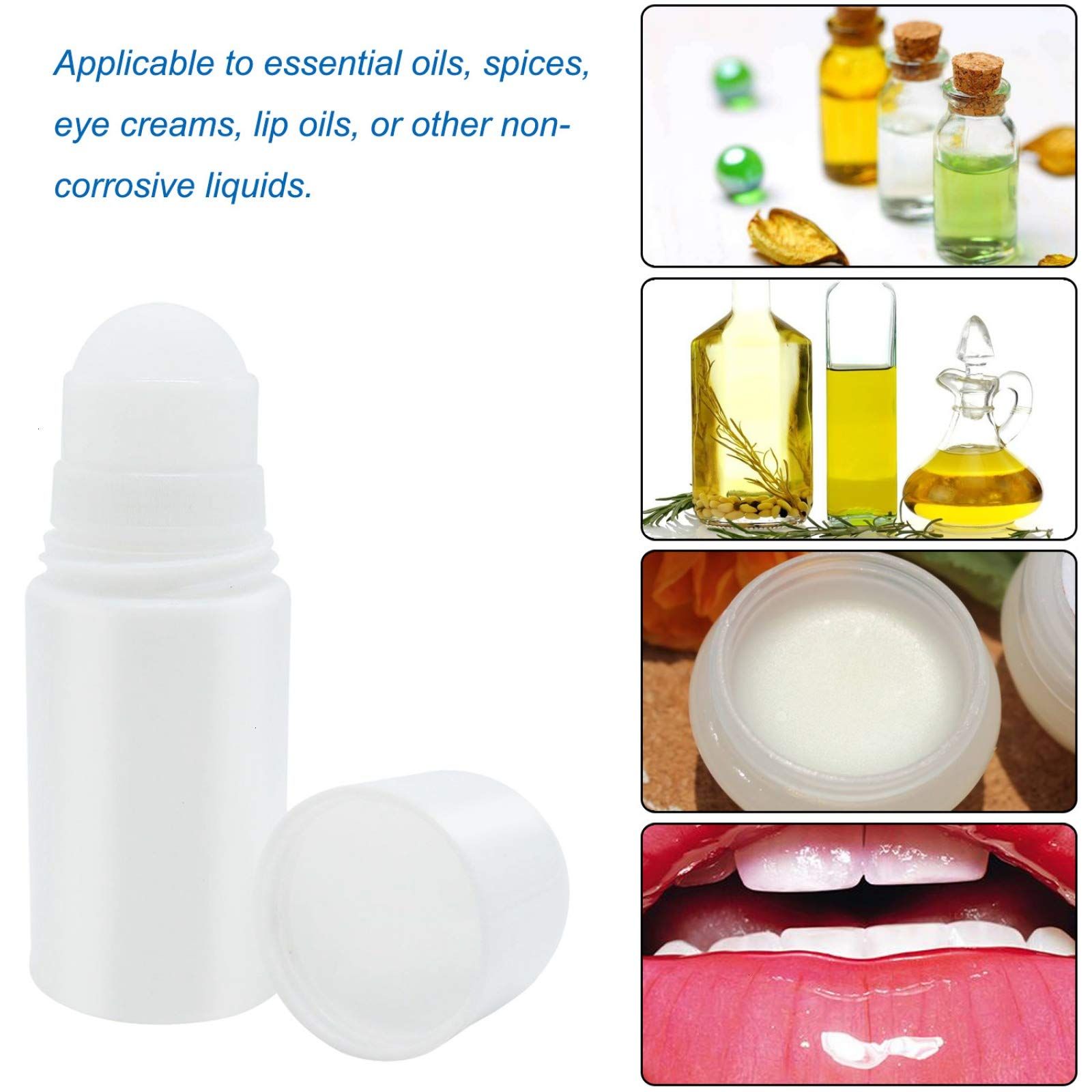 2020 50ml Deodorant Bottles, Empty DIY Refillable Roll On Bottles, Leak