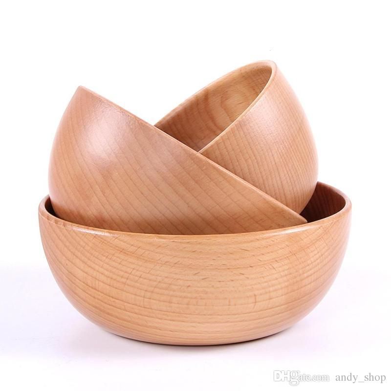 Natural Handmade Wooden Salad Bowl Large Round Wood Soup Natural Handmade Wooden Salad Bowl Large Round Wood Soup Dining Plates Premium Kitchen Utensils Lawn Green Bowls Equipment