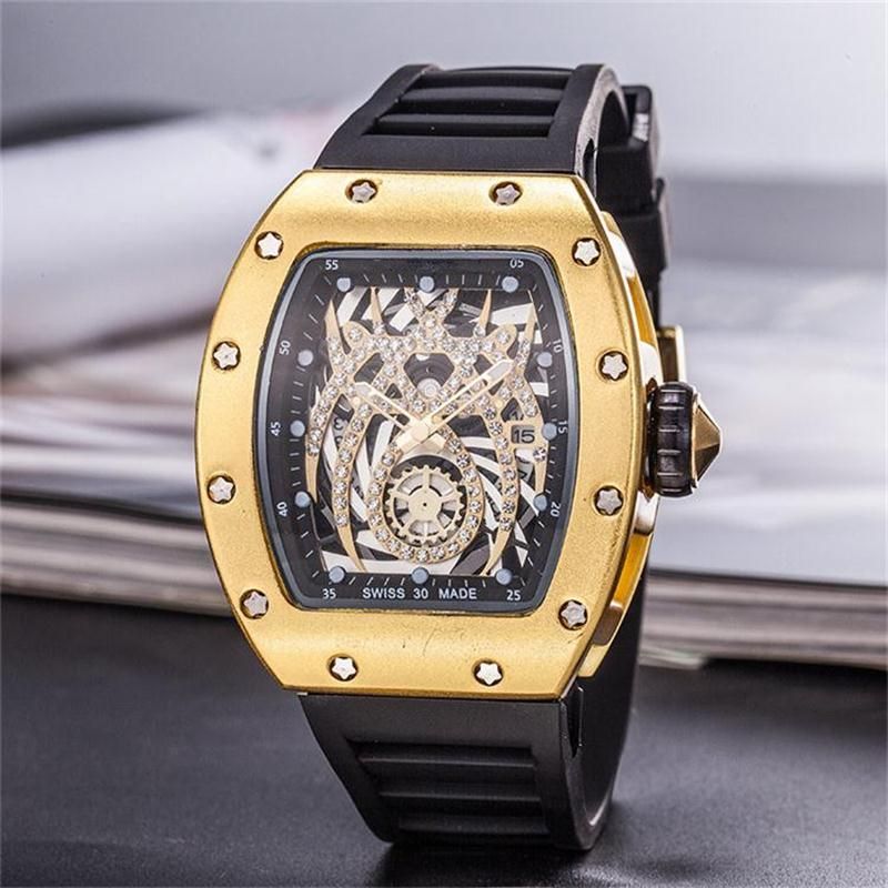 Luxury Watch Dial Inlaid Drill Mens Quartz Watches Luxury Skull Sport