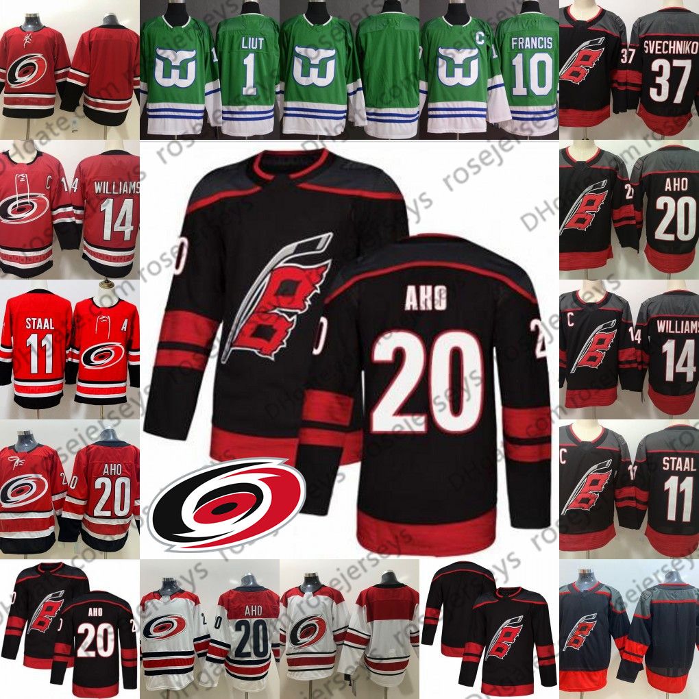 2019 2019 Carolina Hurricanes 20 Sebastian Aho Black Third Jersey 11