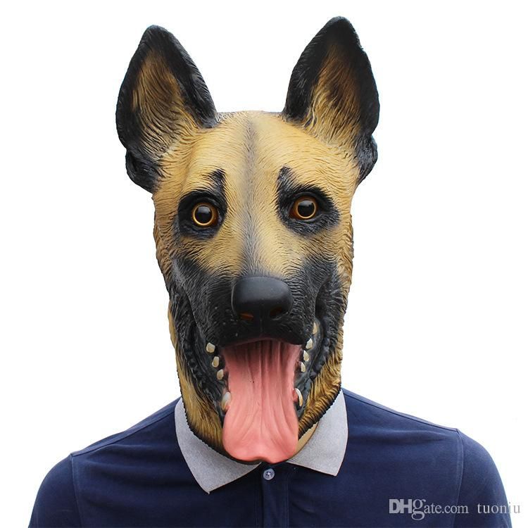 Discount Dog Head Latex Mask Full Face Adult Mask Breathable Halloween