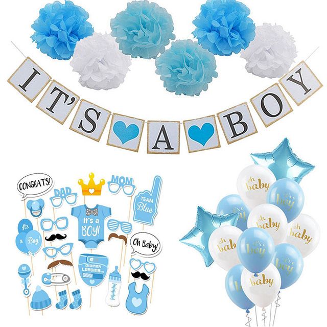 2019 Baby Shower Boy Girl Decorations Set It S A Boy From Cat11cat