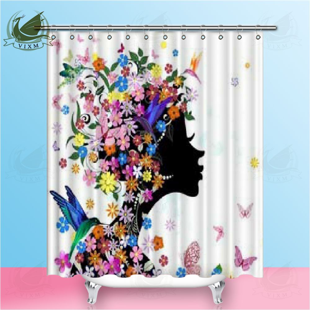 Vixm Art Colorful Erfly Ilration Of African Woman Shower Curtains Waterproof Polyester Fabric For Home Decor