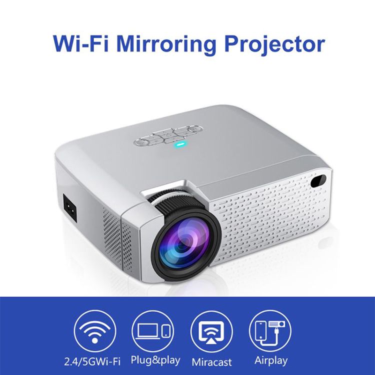 2019 Mini LED Projector With Wi Fi Mirroring Play Portable Projectors Support Miracast For