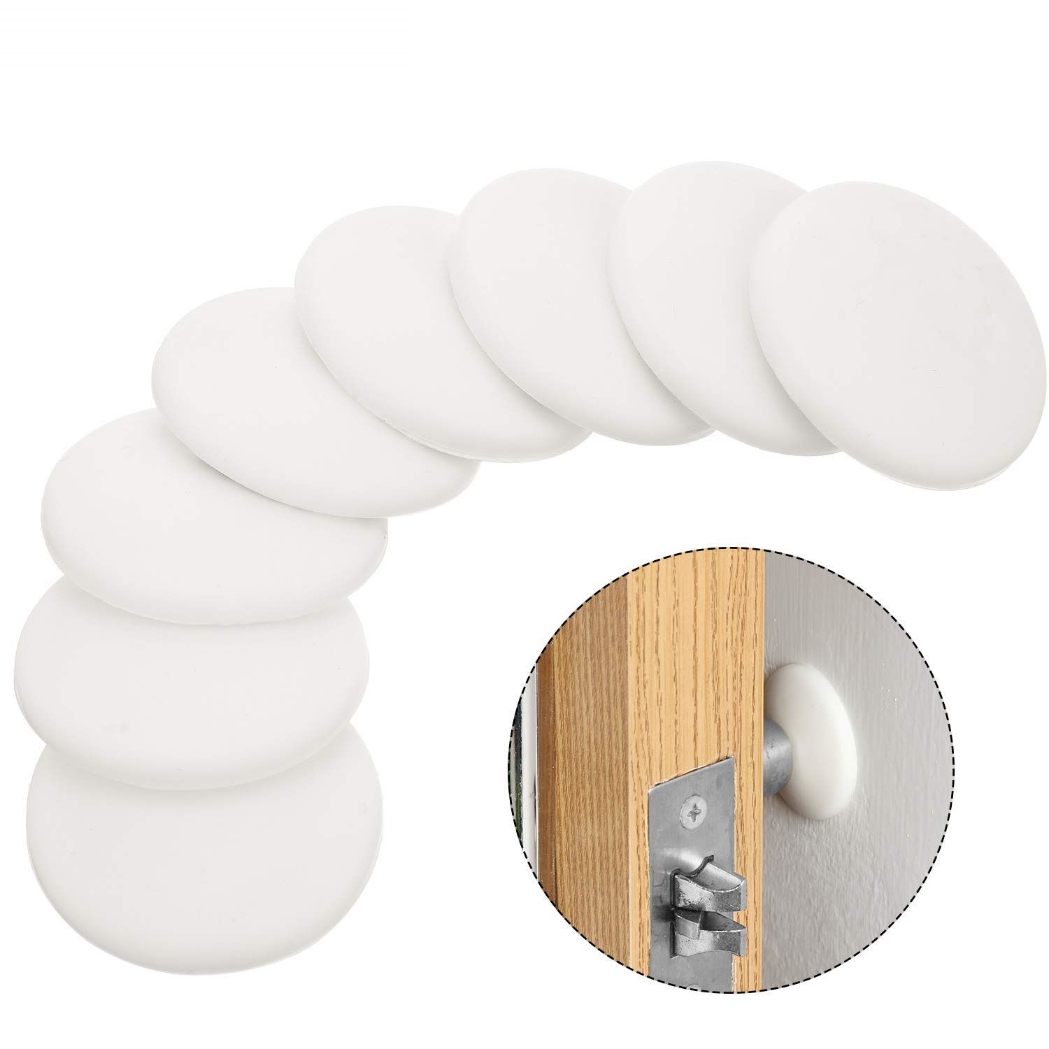 2020 Door Knob Wall Shield , White Round Soft Rubber Wall Protector