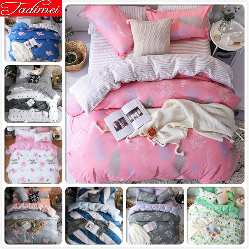 Pink Duvet Cover 3 Bedding Set Adult Kids Soft Cotton Bed Linen