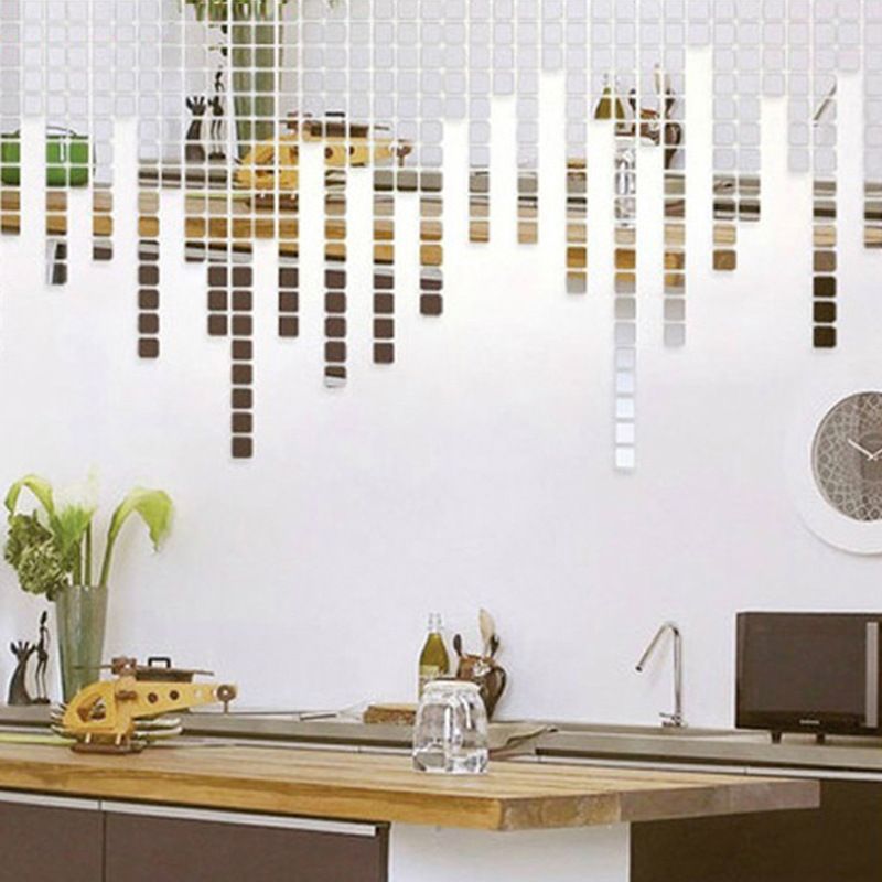 2x2cm Acrylic Mirrored Decorative Sticker Wall Art Diy Decoration Mirror Stickers For Kids Rooms Home Decor
