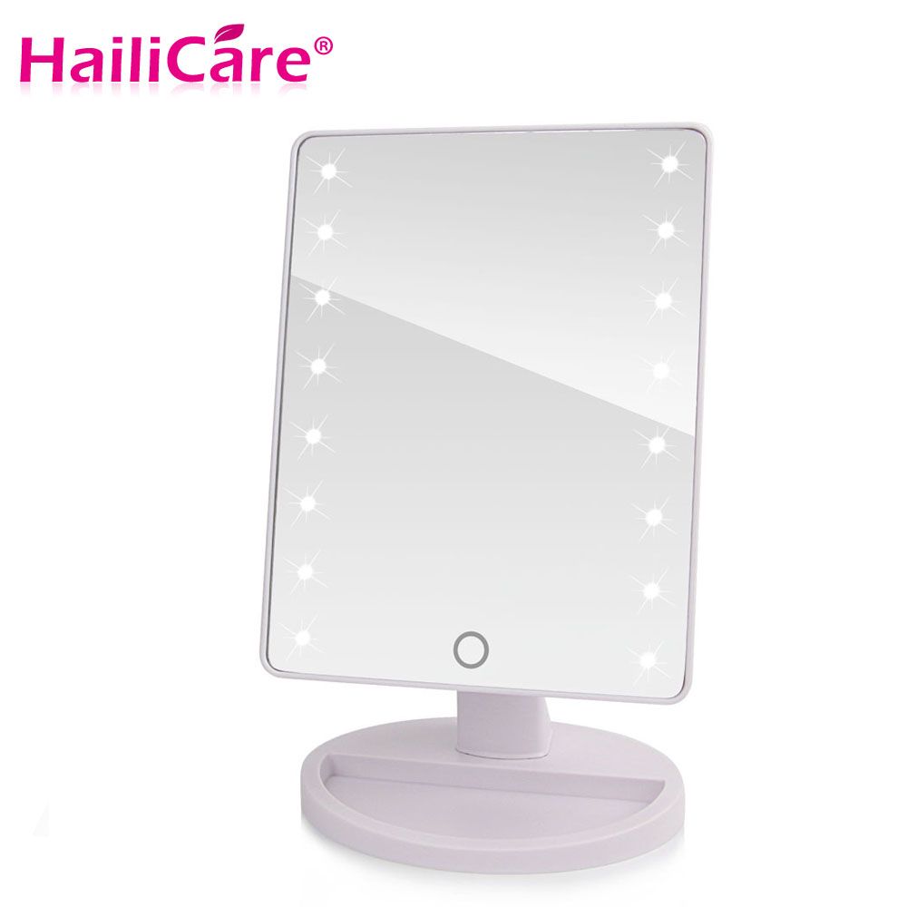 Led Touch Screen Mirror Professional Makeup Vanity With Lights Health Beauty Adjustable Counter 180 Turning