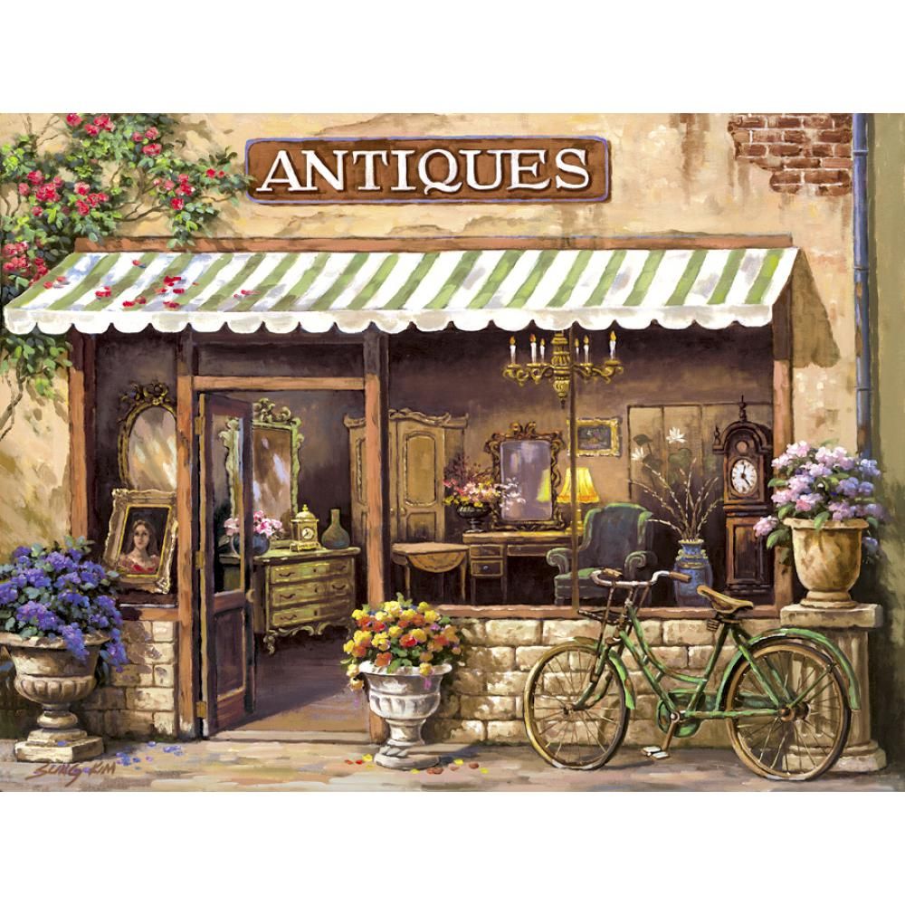 2019 French Art Street Scenes Antique Shop Oil Paintings Hand Painted