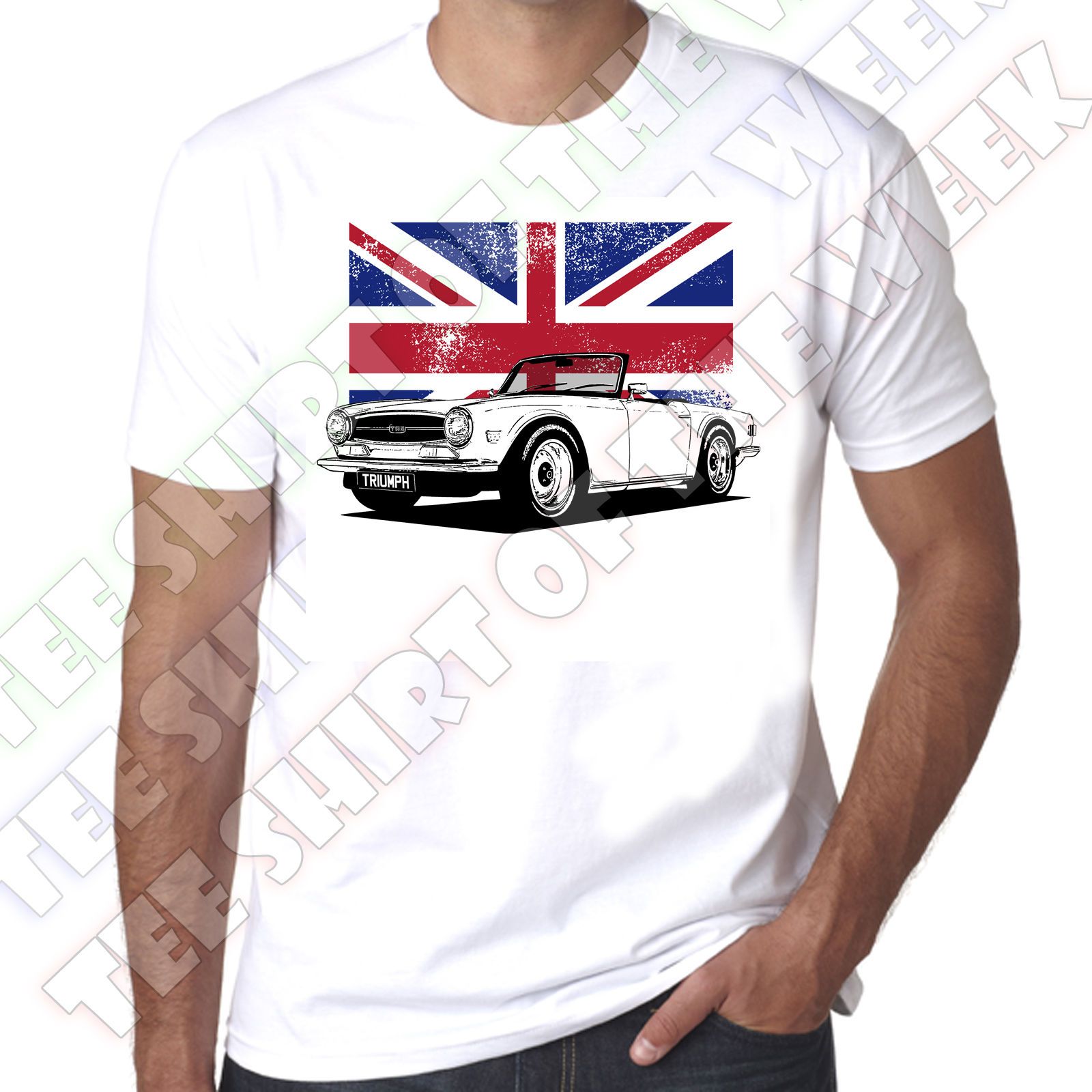 Triumph Tr6 Union Jack Mens Personalisable 100 Cotton White T Shirt