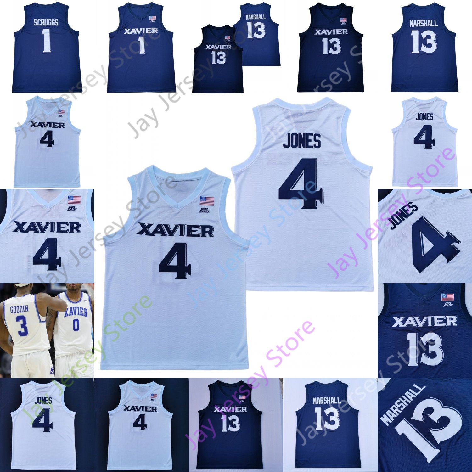 Custom Xavier Basketball Jersey College Tyrique Jones Naji Marshall