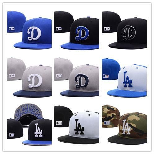 New Fashion LA Royal Blue Fitted Hat Flat Brim Embroiered Logo Fans ...