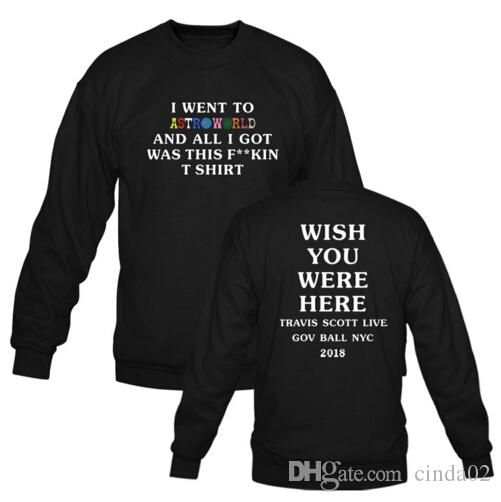 Autumn New Hoodies Astroworld Male Female Clothing Tops Pullovers Black Red Hooded Hoodies