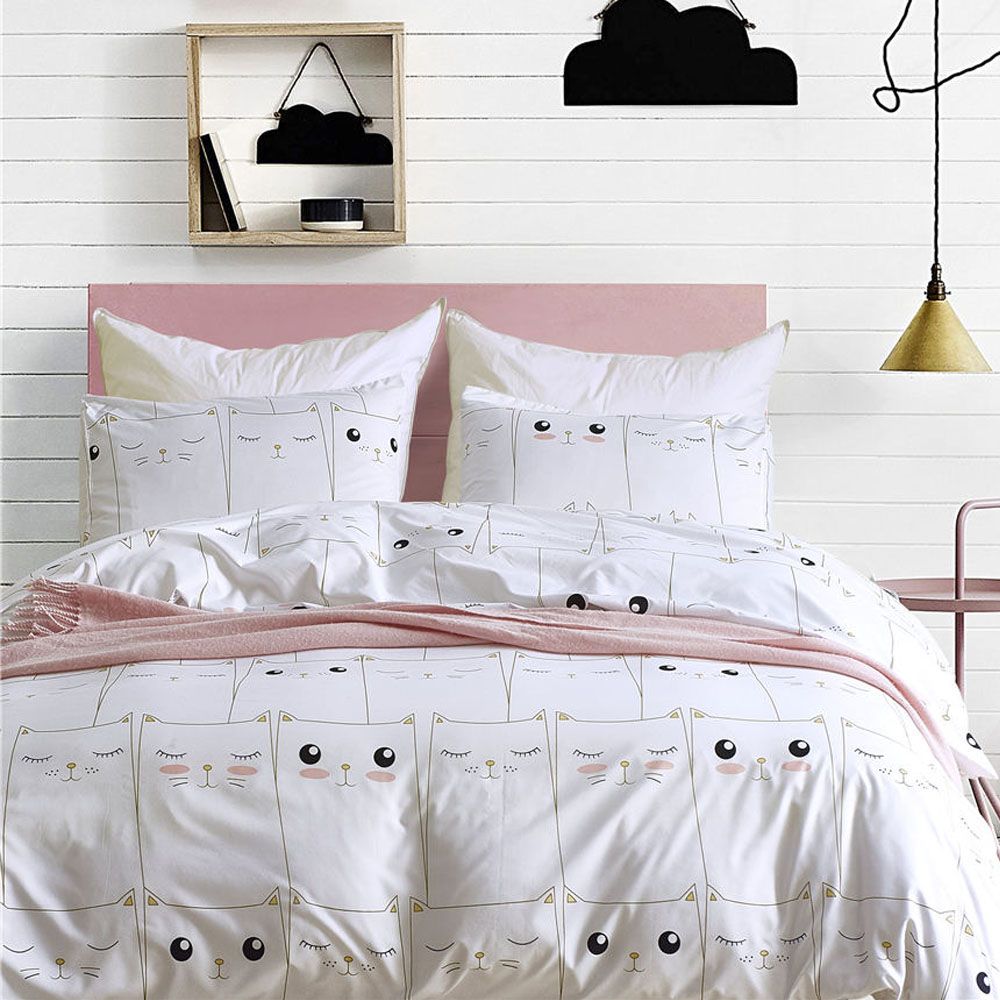 2019 Polyester Animal Cute Cat Bedding Set Duvet Cover Us King 2019 Polyester Animal Cute Cat Bedding Set Duvet Cover Us King Queen Twin Size White Quilt For From Georgen 40 46 Dhgate Com